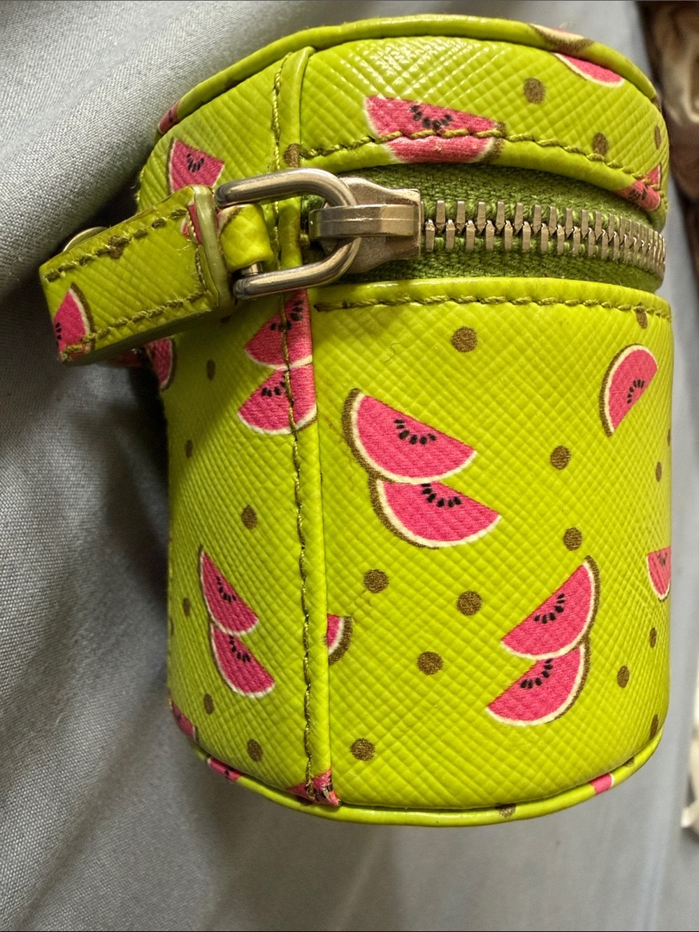 Prada Lime Green and Pink Watermelon Print Leather Pouch - Picture 10 of 14